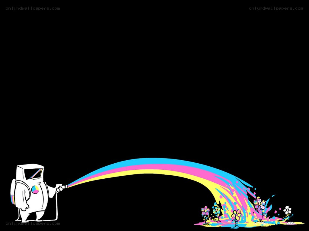 robot spraying rainbow