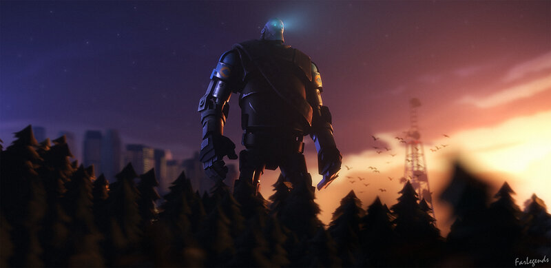 Robot Standing in Forest