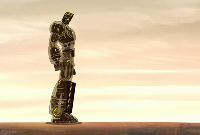 robot standing on alien planet