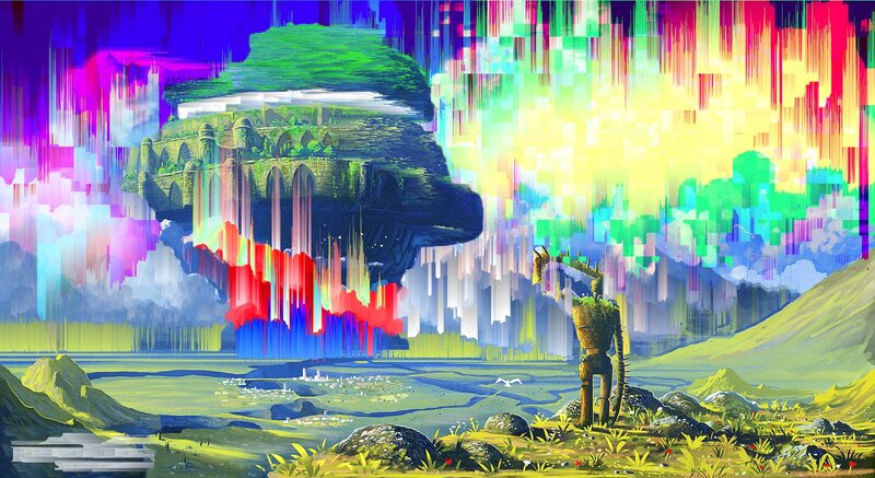 Robot Statue in Landscape