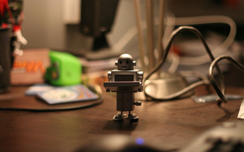 robot toy on a desk