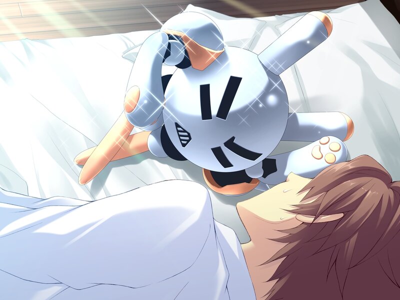 robot toy on bed
