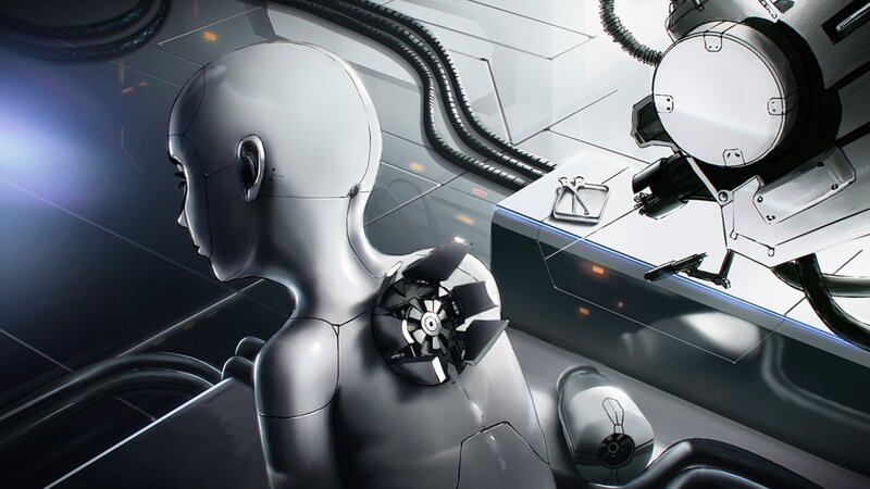 robot undergoing mechanical repair
