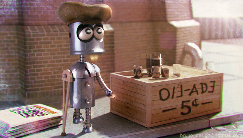 robot vendor on street