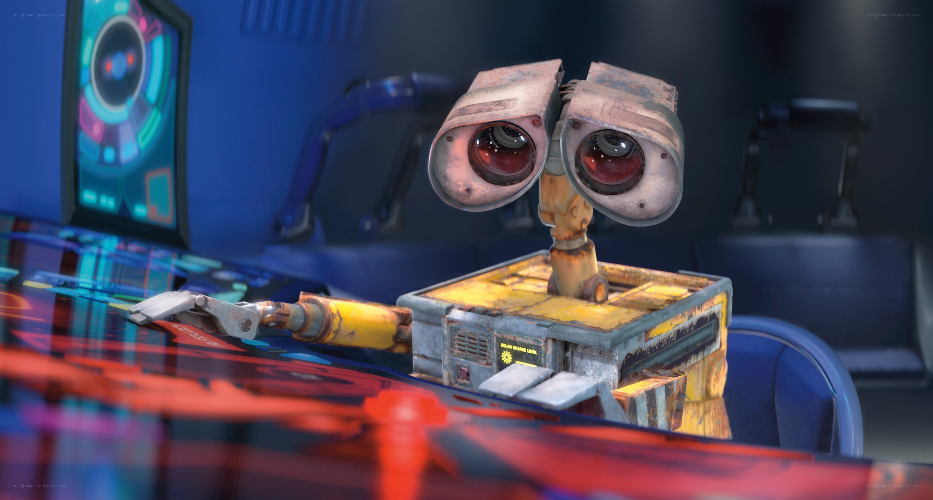 robot walle at control panel