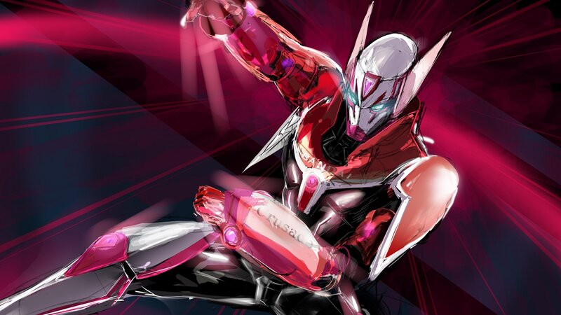 robot warrior in red armor