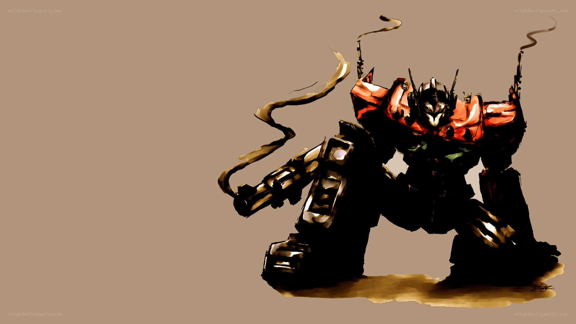 robot warrior with cannons