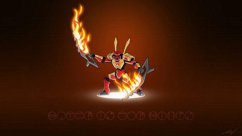 Robot Warrior with Fire