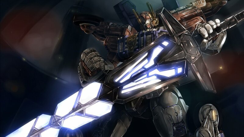 robot warrior with glowing sword