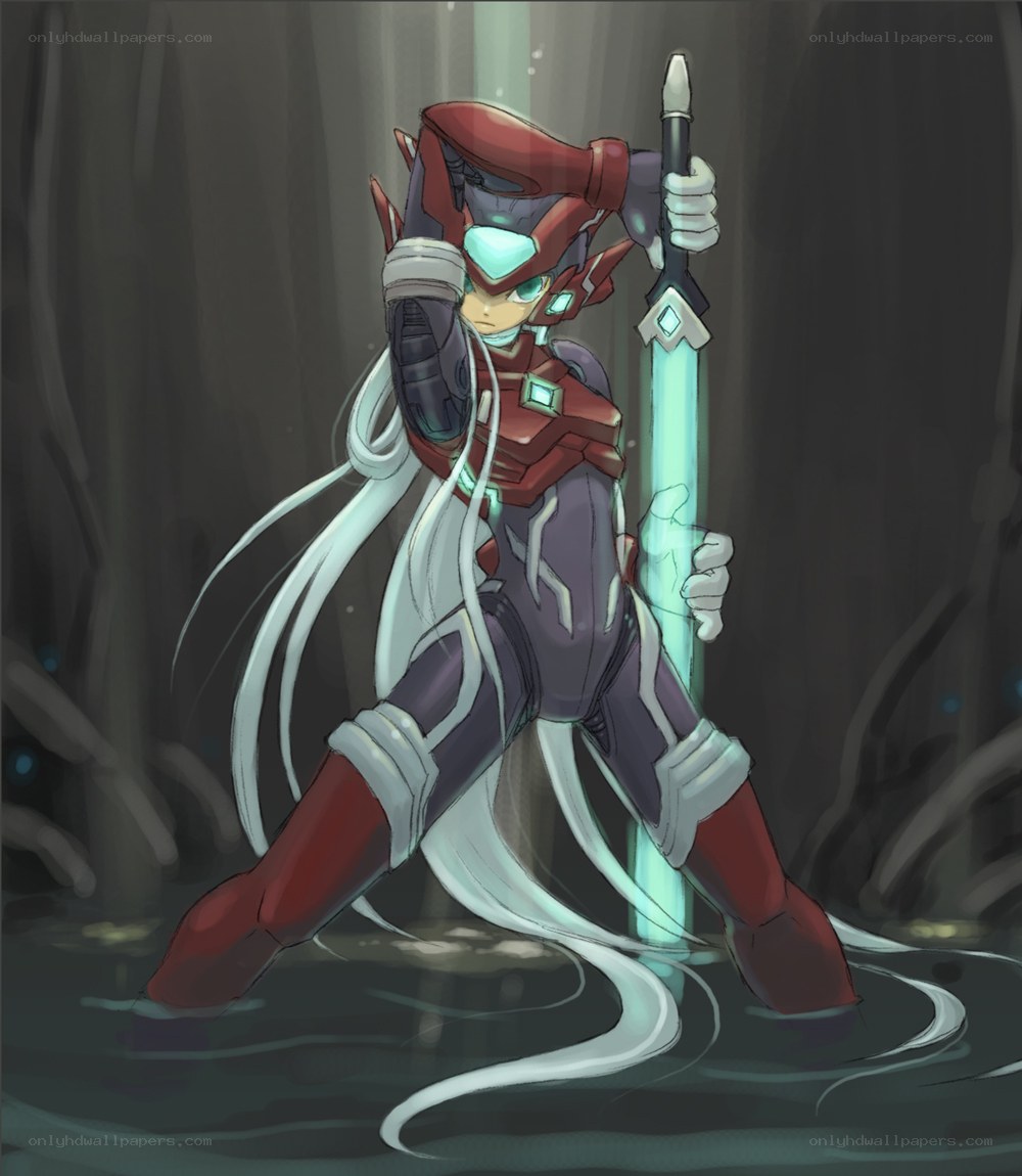 robot warrior with glowing sword
