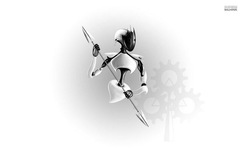 robot warrior with spear