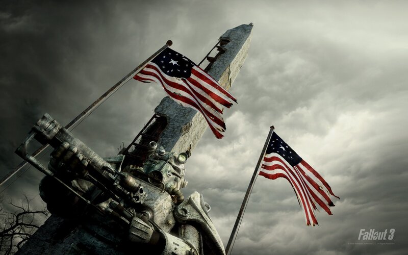 Robot with American Flags — Gray