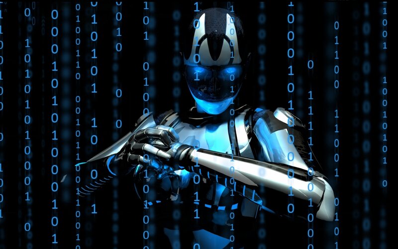 Robot with Binary Code — Black