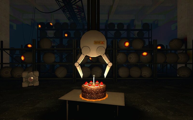 robot with birthday cake