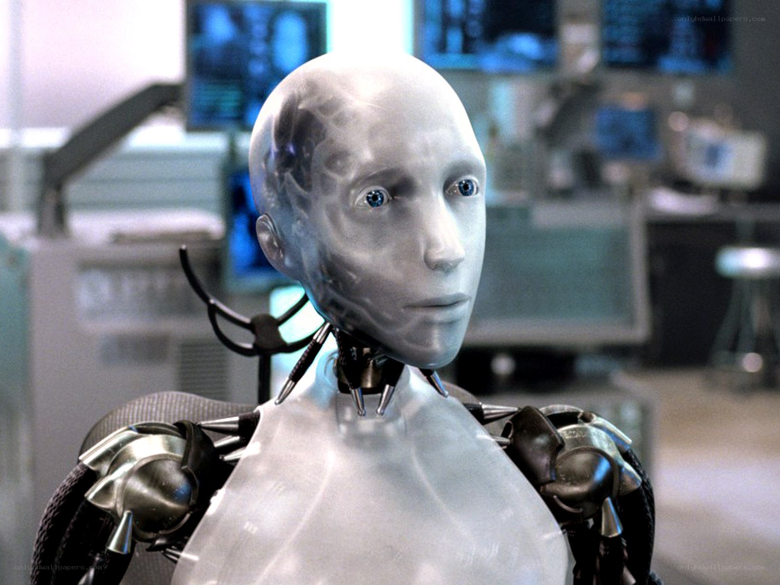 robot with blue eyes