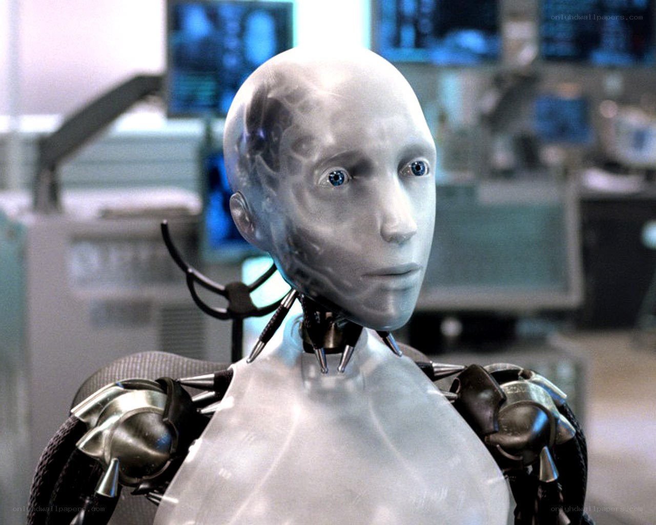 robot with blue eyes