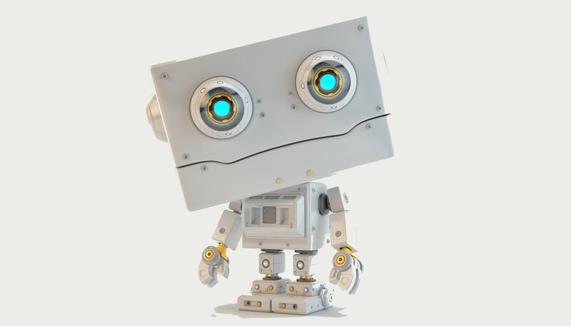 Robot with Blue Eyes — Gray, Neutral