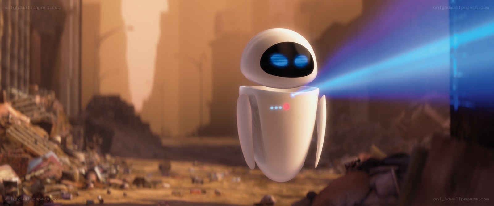 robot with blue eyes