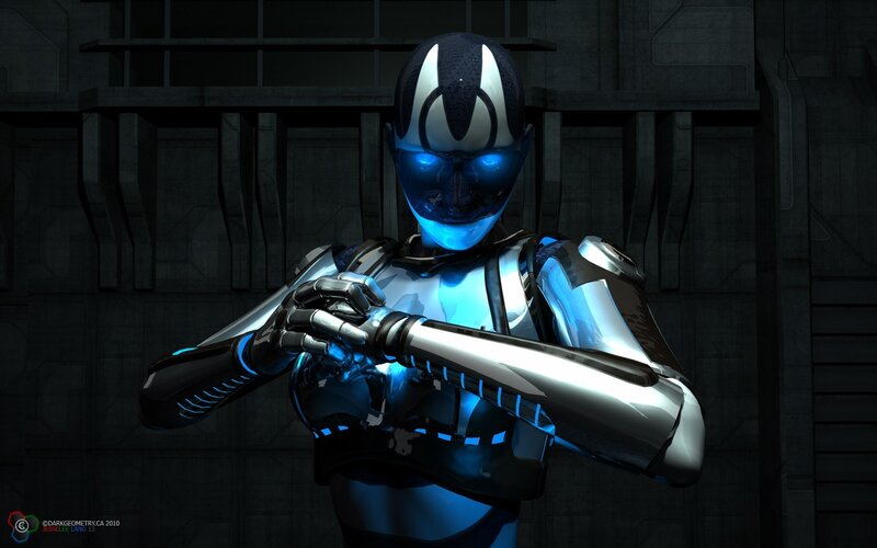 Robot with Blue Lights — Dramatic