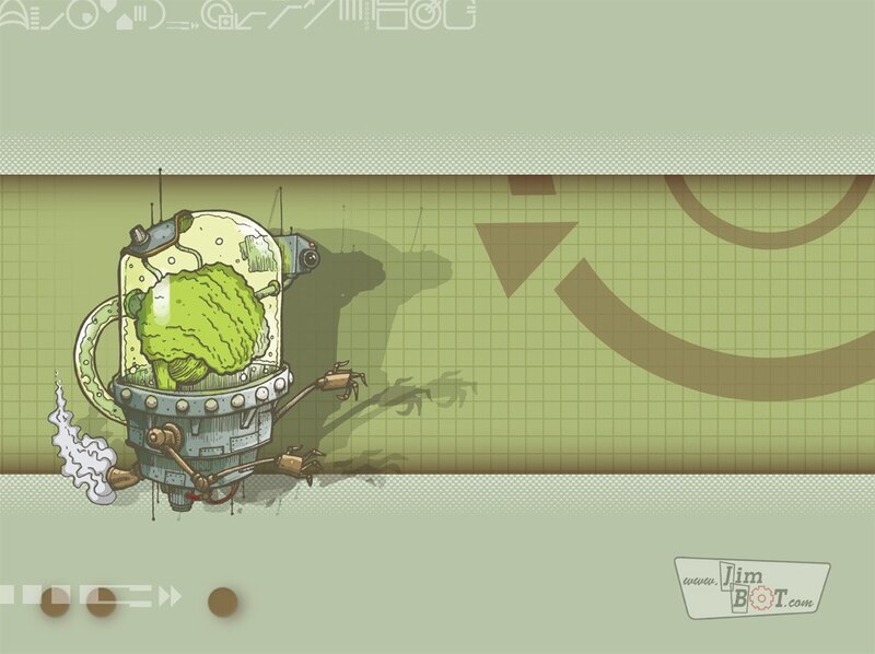 robot with broccoli brain