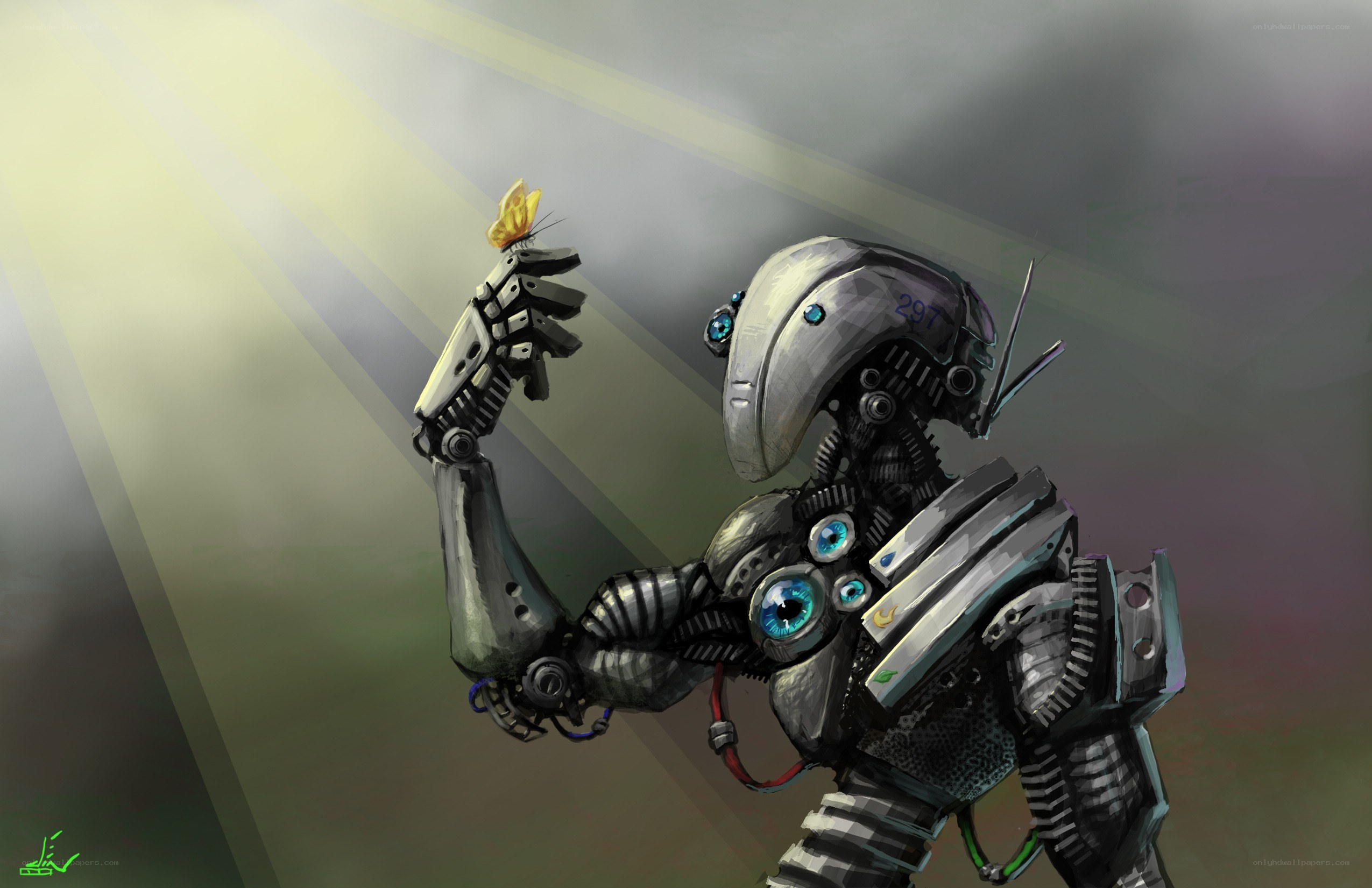 robot with butterfly
