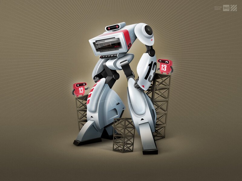 robot with cassette player head