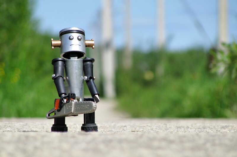 robot with chainsaw toy