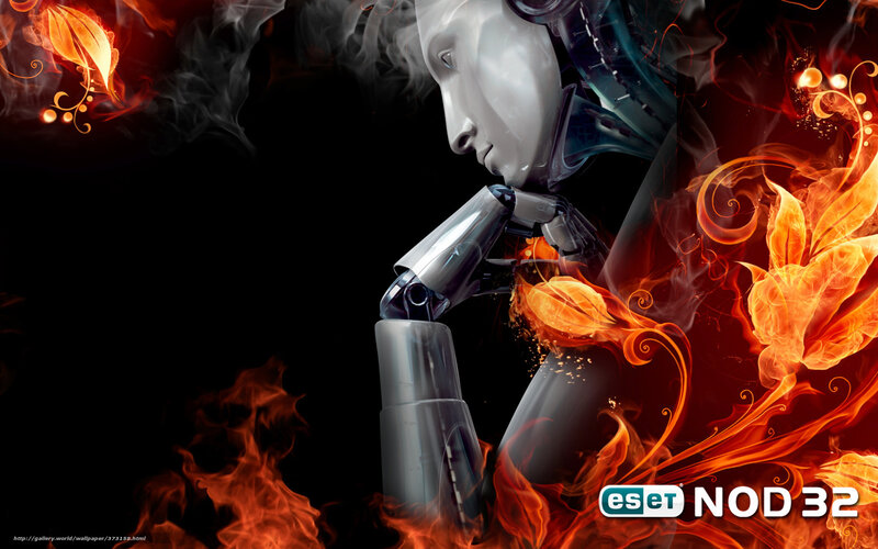 robot with fire and smoke
