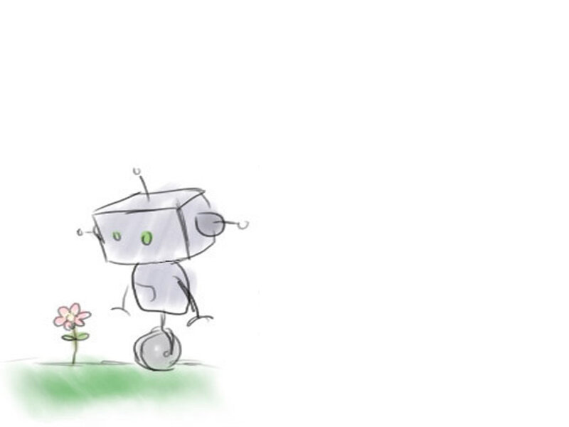Robot with Flower — Green, Calm
