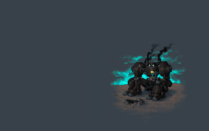 robot with flower