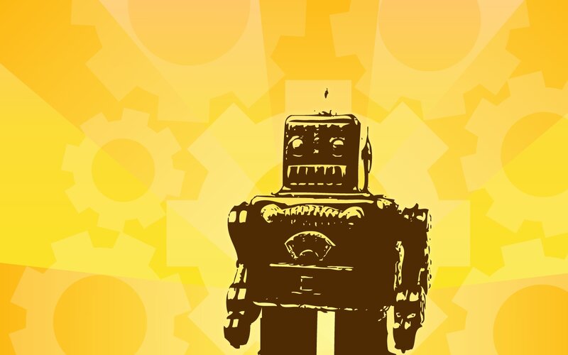 robot with gears background