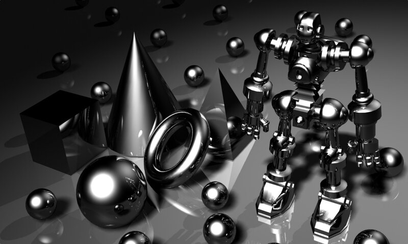 robot with geometric shapes