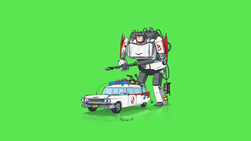 Robot with Ghostbusters Car
