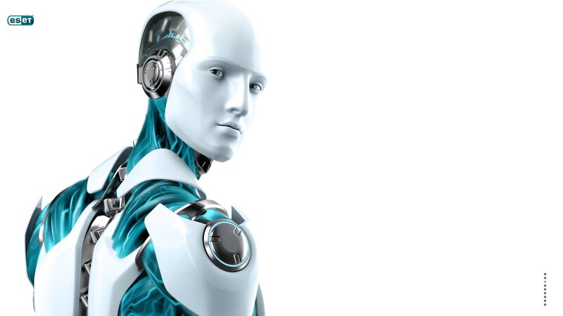 Robot with Glowing Blue Internals — White, Neutral