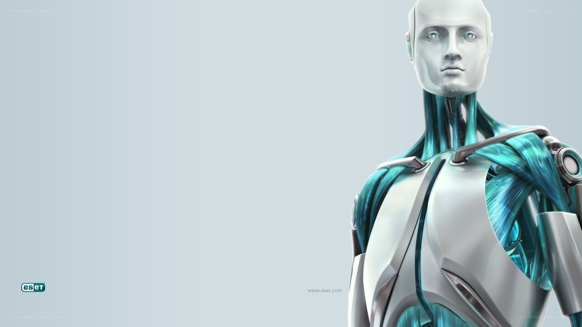 robot with glowing blue internals