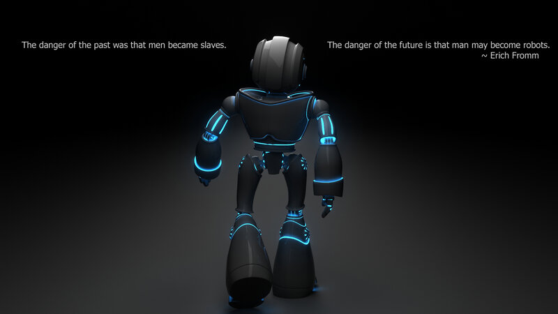 robot with glowing blue lights