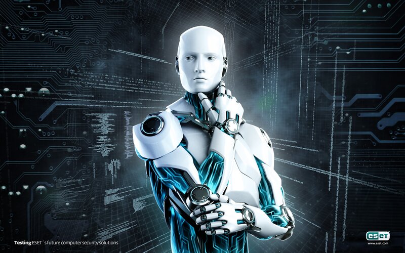 Robot with Glowing Circuits — White