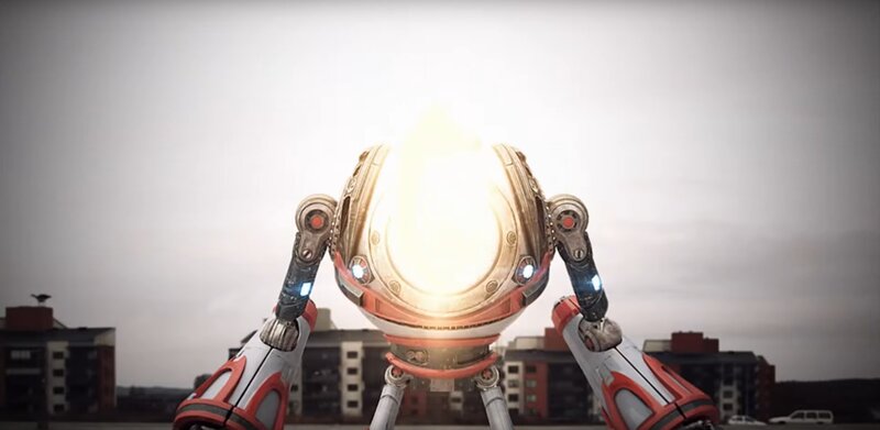 Robot with Glowing Core