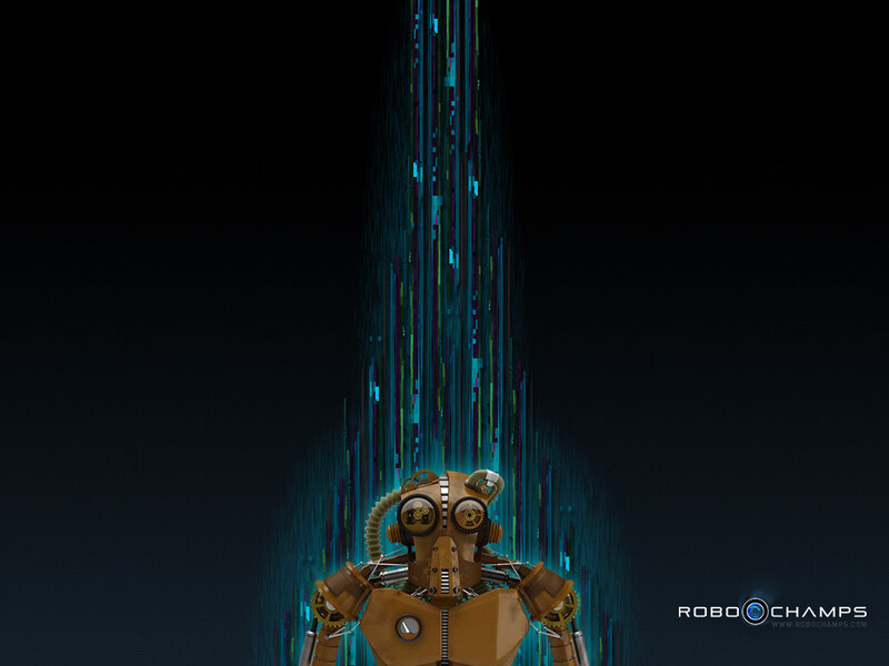 Robot with Glowing Data Stream