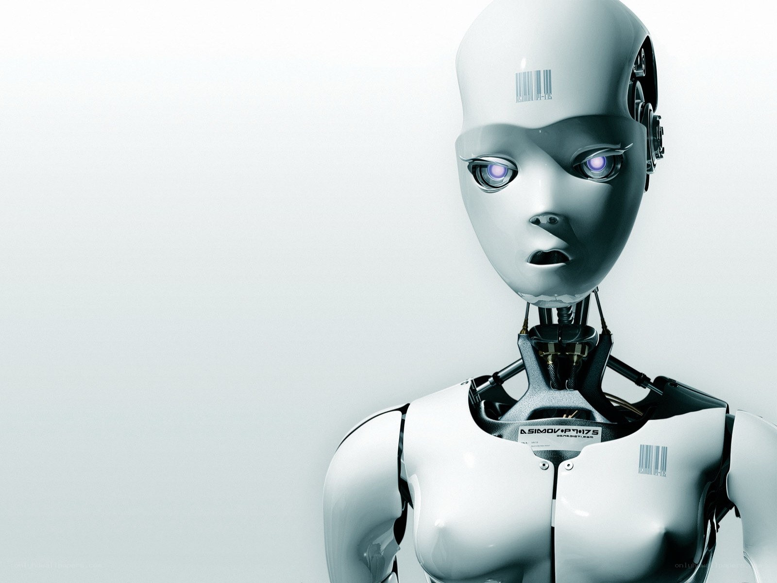robot with glowing eyes