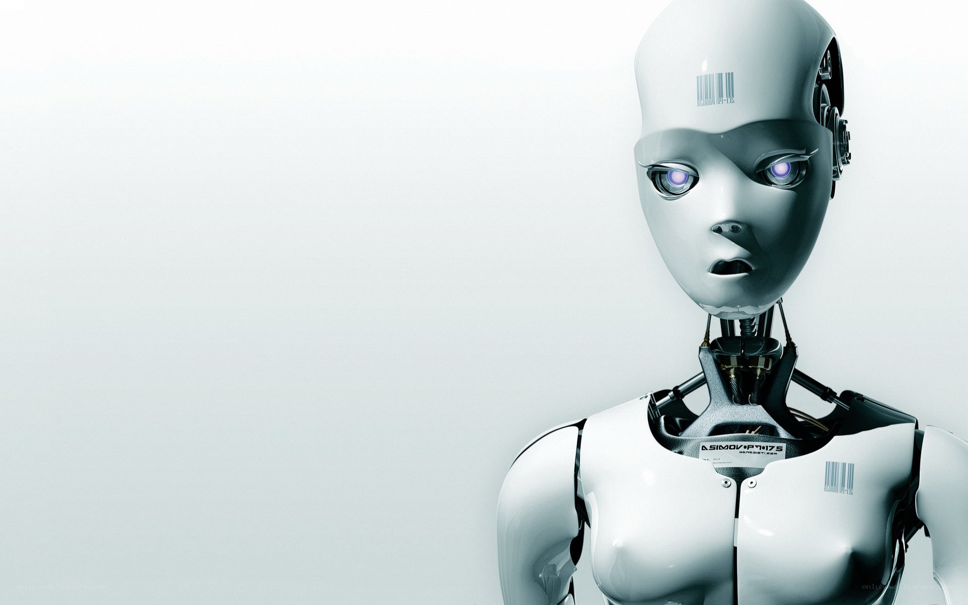 robot with glowing eyes