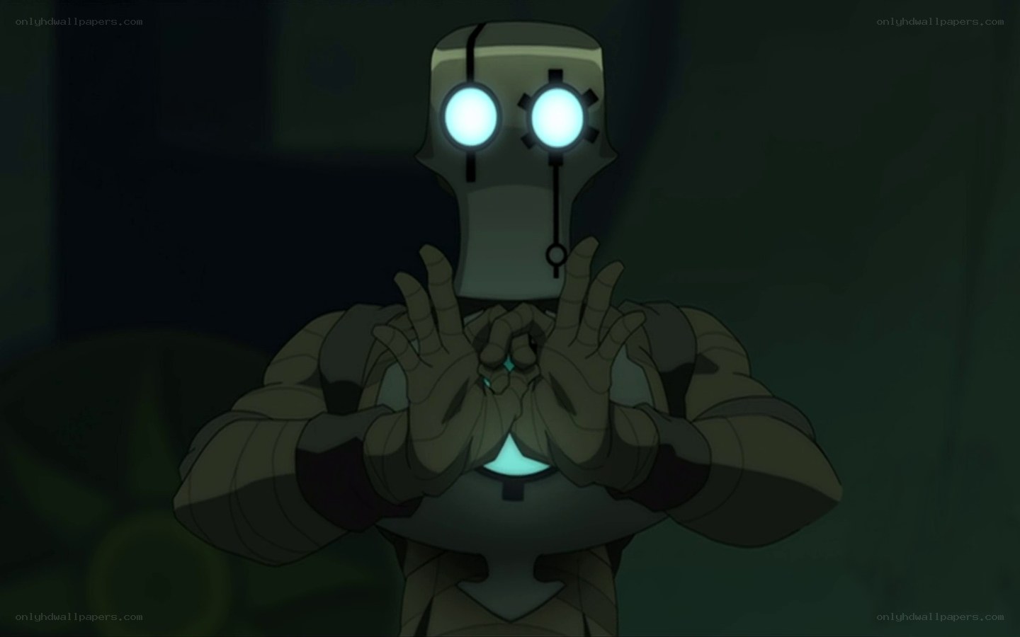 robot with glowing eyes