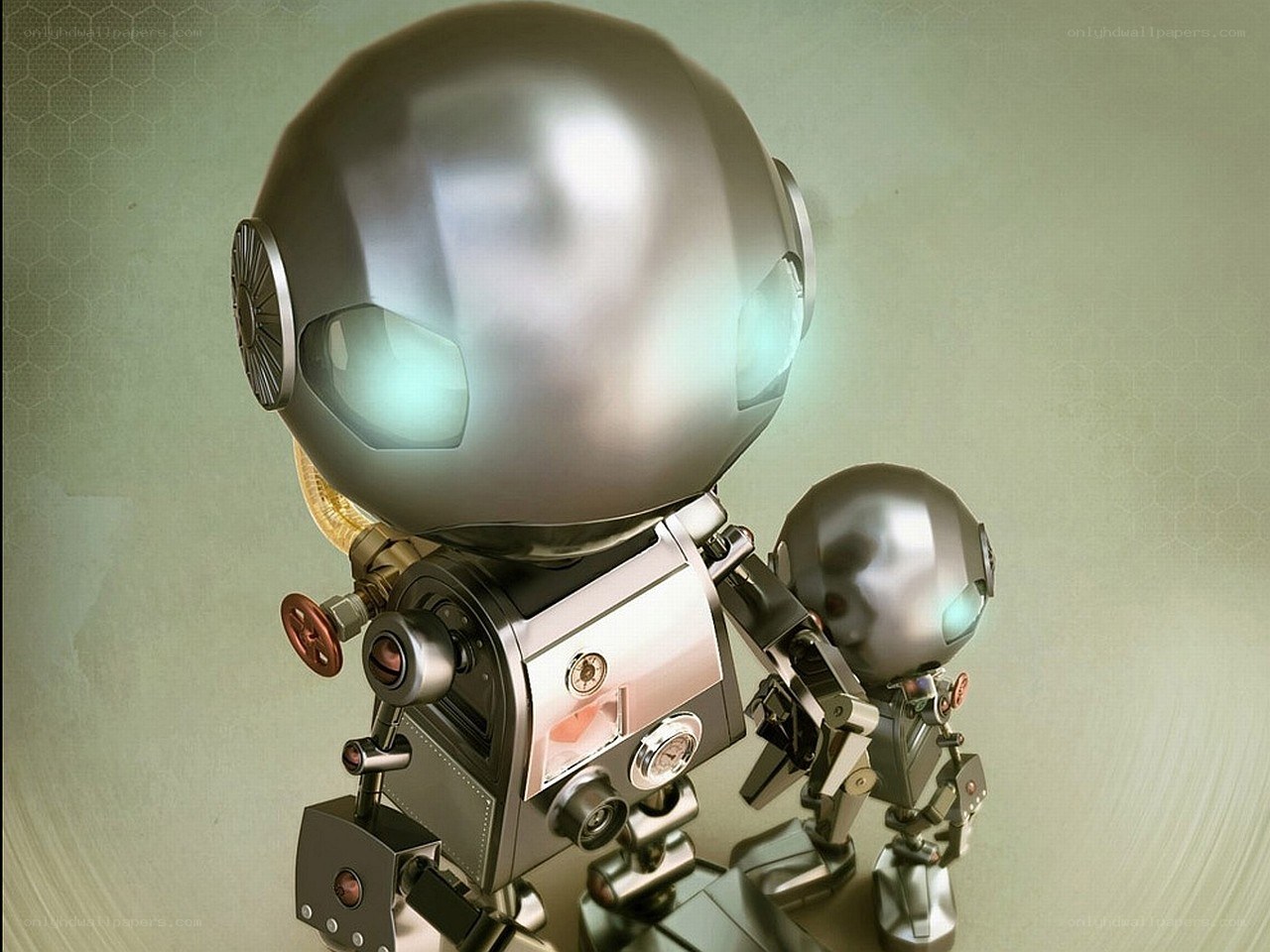 robot with glowing eyes