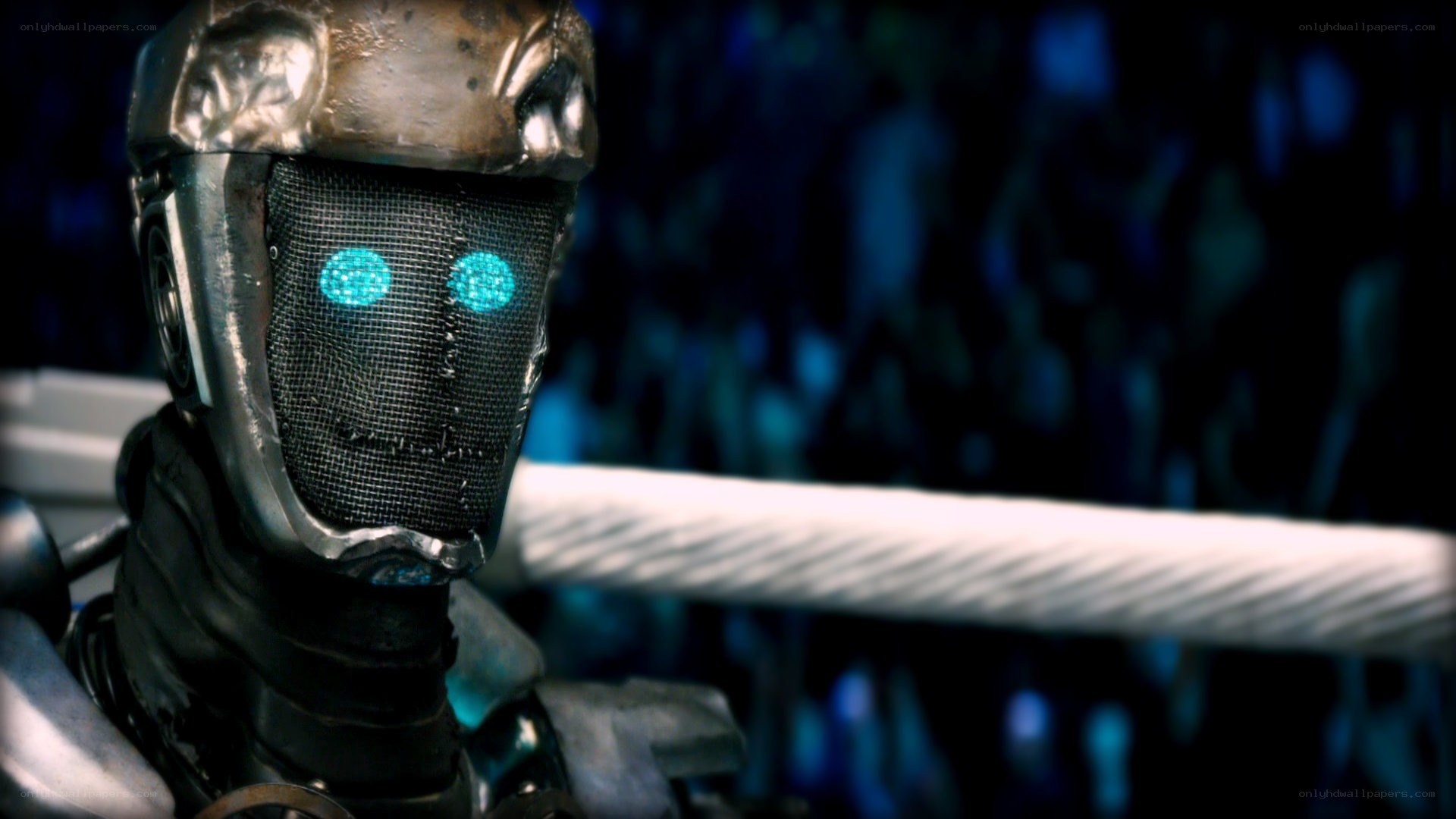 robot with glowing eyes