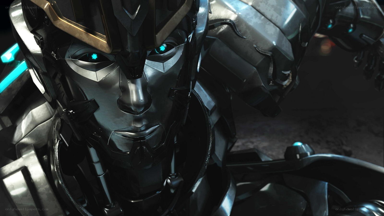 robot with glowing eyes