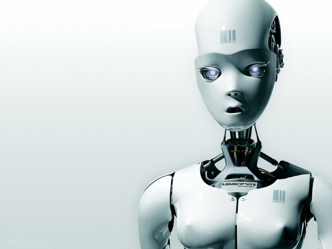 robot with glowing eyes
