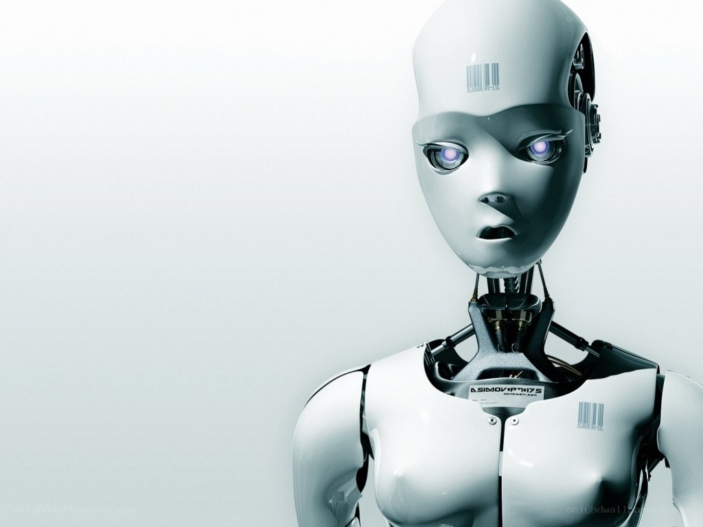 robot with glowing eyes