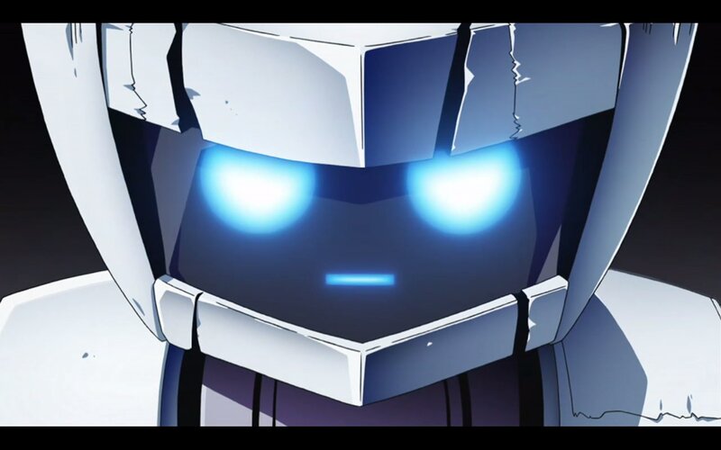 robot with glowing eyes