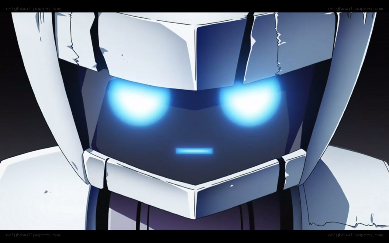 robot with glowing eyes