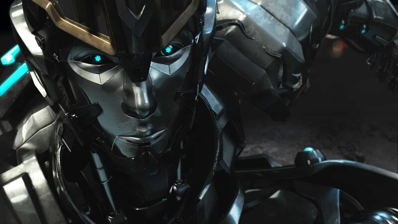 Robot with Glowing Eyes — Black, Dramatic, Night, 3d Render